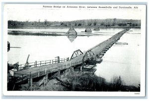 c1960's Pontoon Bridge Scene Arkansas River Russellville Dardanelle AR Postcard