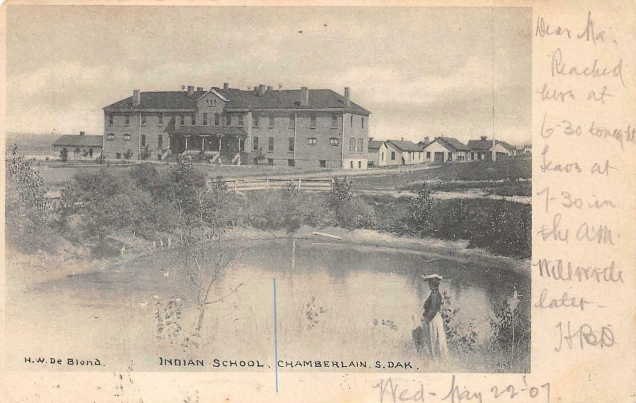 Indian School Chamberlain South Dakota Mrdo Early Usage Postcard 1907