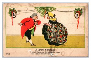 A Joyful Christmas Dancing Under Mistletoe UNP DB Postcard H29