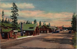 Linen Postcard Street Scene at West Yellowstone National Park Montana~1614