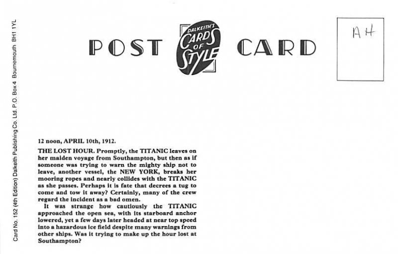 Titanic Modern Card White Star Line Titanic Ship 