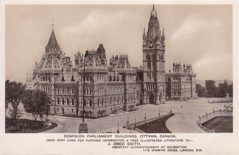 Canada Ottawa Dominion Parliament Building photo postcard 