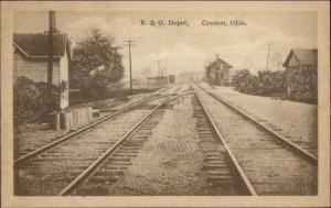 Creston OH B&O RR Train Station Depot c1910 Postcard