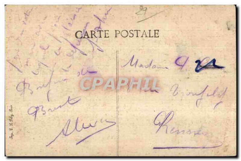 Old Postcard Brest harbor warships moored boats