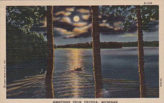 Michigan Greetings From Oscoda 1952 Curteich