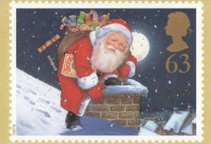 Santa Claus Rooftop Cracker Father Christmas RMPQ Stamp Postcard