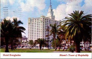 Hotel Everglades Miami Tower Hospitality Florida FL Postcard PM Cancel WOB Note 