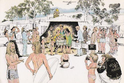 Australian Nudist Christmas Holiday Camp 1970s Postcard