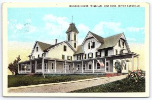 1928 Munson House Windham New York NY In Catskills Flower Garden Posted Postcard