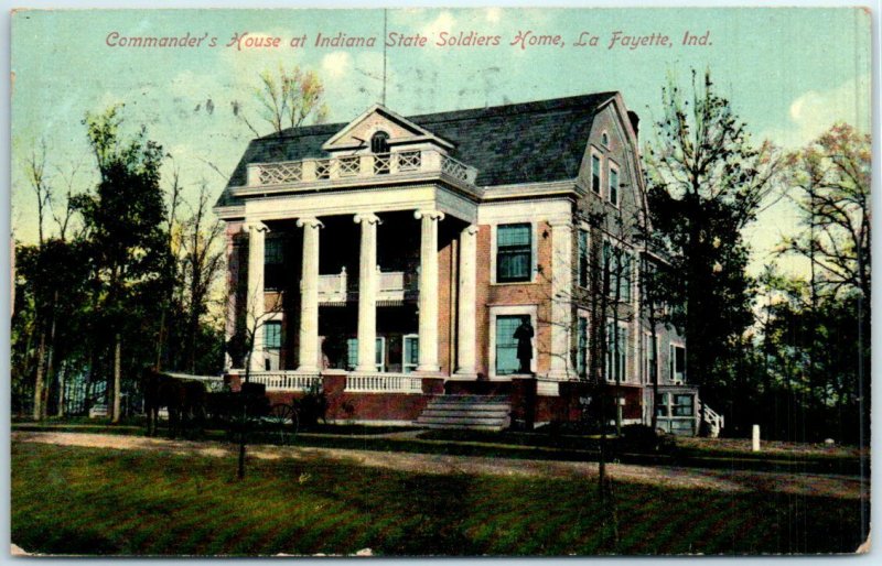 Postcard - Commander's House at Indiana State Soldiers Home, Lafayette, Indiana