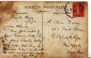 Genealogy Postcard - Berry - 461 Park Place - Brooklyn - New York - 2913A