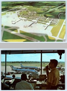 2 Postcards GREATER CINCINNATI AIRPORT, Ohio OH ~ Aerial View CONTROL TOWER