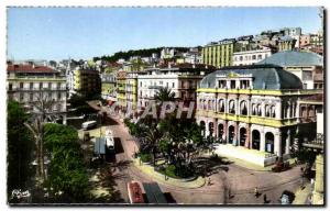 Old Postcard The Theater and Street Dumont d 'Urville Algiers