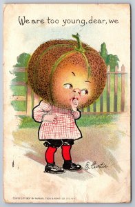 E Curtis~Fantasy Fruit Head Girl~We're Too Young~Cantaloupe~TUCK Garden Patch