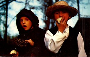 Pennsylvania Dutch Country Amish Children Enjoying Apples