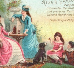 1880s Ayer's Sarsaparilla Quack Medicine Lovely Ladies Children & Dog P231