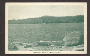 GREETINGS FROM HAWKSVILLE KENTUCKY KY. LAKE BOATS VINTAGE POSTCARD