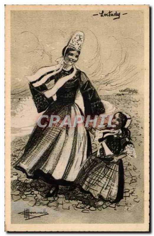 Postcard Old Loctudy Costume Folklore Headdress