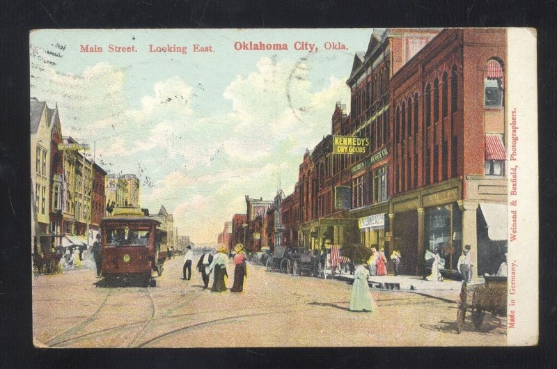 OKLAHOMA CITY OKLAHOMA DOWNTOWN MAIN STREET SCENE VINTAGE POSTCARD