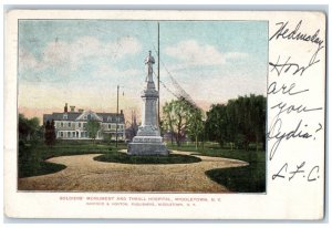 1906 Soldier's Monument And Thrall Hospital Middletown New York NY Postcard 