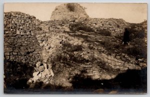 Troy Turkey RPPC Walking Amongst The Ancient Stone Ruins Real Photo Postcard S24