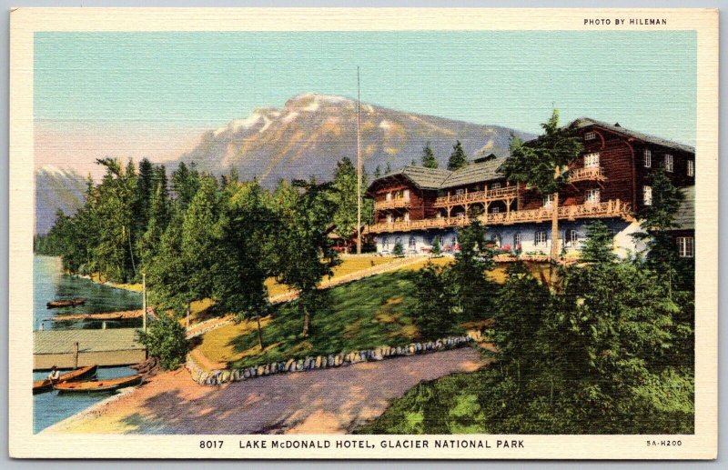 Glacier National Park Montana 1940s Postcard Lake McDonald Hotel