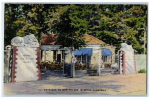 Memphis Tennessee TN Postcard Entrance To Memphis Zoo c1930's Unposted Vintage