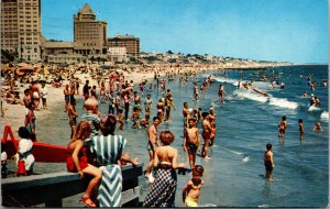 Vtg 1960s Sun Bathers at Long Beach California CA Postcard