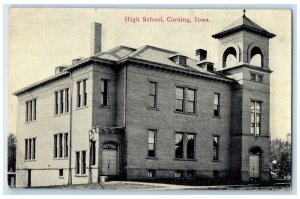 1914 Exterior View High School Building Corning Iowa IA Vintage Antique Postcard