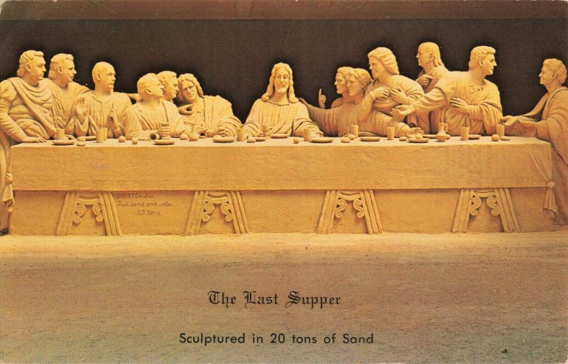 Postcard The Last Supper Sculptured in 20 Tons of Sand