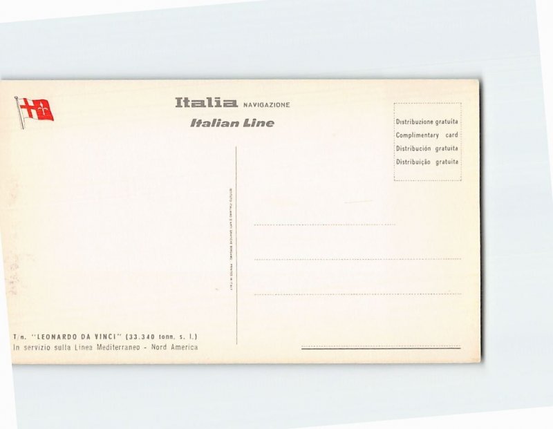 Postcard T n. Leonardo da Vinci Italian Line