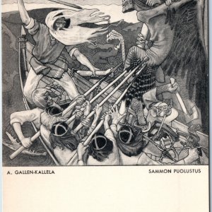 c1930s Finland Sammon Puolustus Gallen-Kallela Mythological Battle Scene 4x6 M38