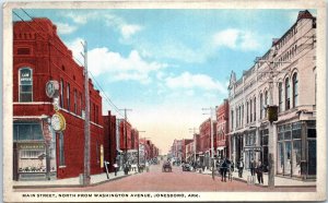 1920s Main Sreet North from Washington Ave Jonesboro AR Postcard