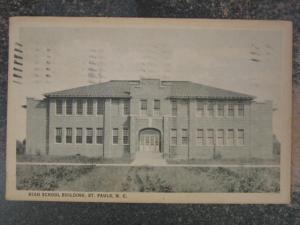ST PAULS NORTH CAROLINA HIGH SCHOOL BLDG c1910 Postcard