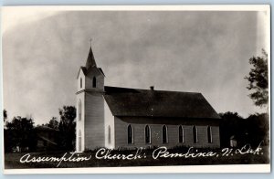 Pembina North Dakota ND Postcard RPPC Photo Assumption Church c1930's Vintage