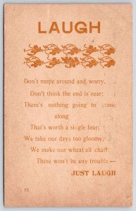 1910's Poem About Love Don't Mope Around And Worry Don't Think Posted Postcard