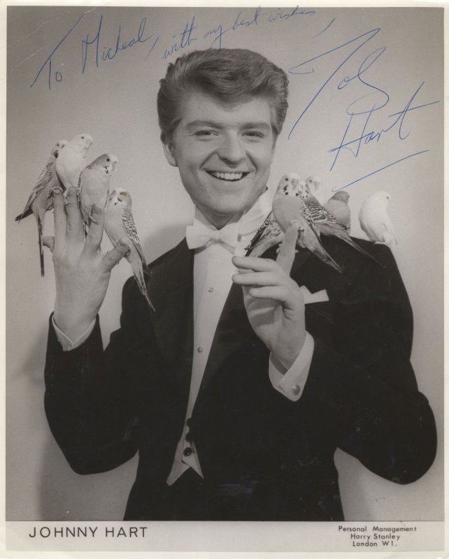 Johnny Hart Budgie Bird 1960s TV Aviary Magician Hand Signed Photo