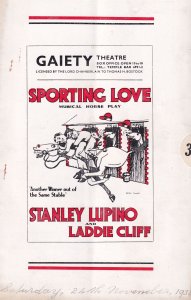 Sporting Love Musical Horse Race Racing Old Theatre Programme