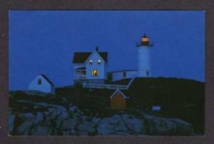 YORK MAINE ME Nubble Lighthouse Light Postcard Dusk PC