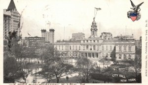 Vintage Postcard 1900's City Hall Historic Building New York Arthur Strauss Inc.