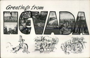 NEVADA Large Letter Multi View Real Photo Postcard