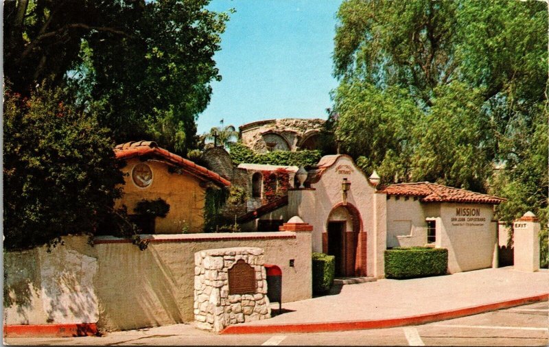 Mission San Juan Capistrano California CA Postcard PM Cancel WOB Note VTG 10c 