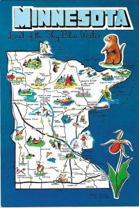 Minnesota Map Card  Capitol St. Paul  32nd US State