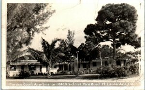 1940s Garden Court Apartments Fort Lauderdale Florida Real Photo Postcard
