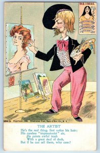 The Artist Postcard Gay Painting Pretty Girl His Ideal c1905 Unposted Antique