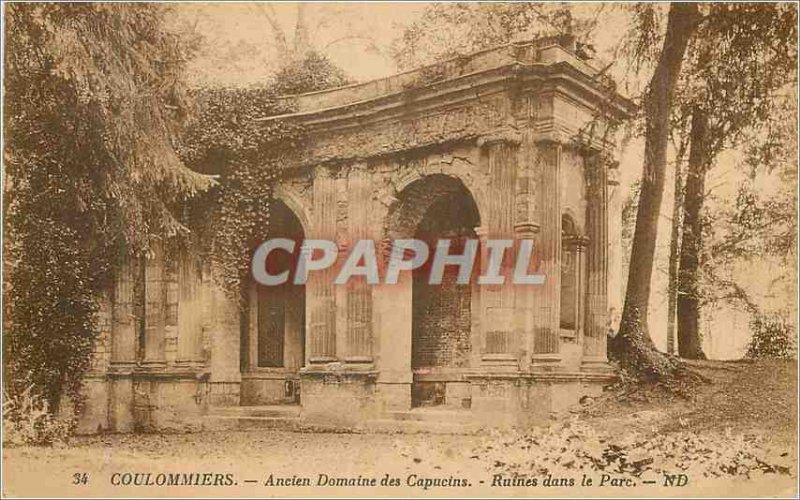 Old Postcard 34 coulommiers former Capuchin field of ruins in the park