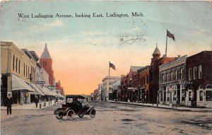 J60/ Ludington Michigan Postcard c1910 West Ludington Ave East Stores 16