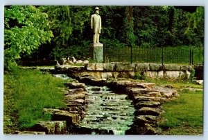 Lynchburg Tennessee Postcard Jack Daniel Statue Springs Scenic View 1960 Antique