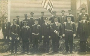 Circa 1910 Men Uniform flag sword Patriotic RPPC Photo Postcard 20-5541