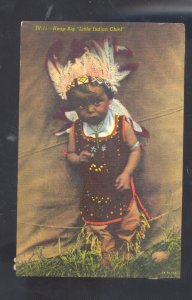 HEAP BIG LITTLE INDIAN CHIEF NATIVE AMERICANA INDIAN BOY VINTAGE POSTCARD